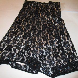 Vintage Original Women Altai Corporation Black Lace Sequined Skirt EUC Dry Clean